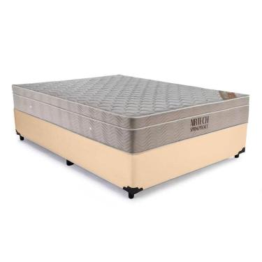 Imagem de Cama Box Casal Sintético + Colchão Casal Ortobom Airtech Molas Springpocket (65x138x188) Bege