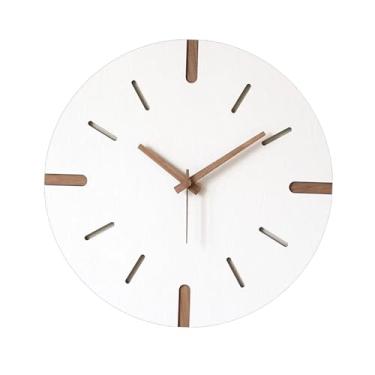 Imagem de Generic Relógio de parede de madeira minimalista de 30 cm redondo sem marcas numéricas relógio decorativo silencioso simples para hotel cozinha escritório