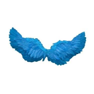 Imagem de UGPLM Asa de anjo de penas, fantasia leve e fofa para baile de máscaras de Halloween, Azul