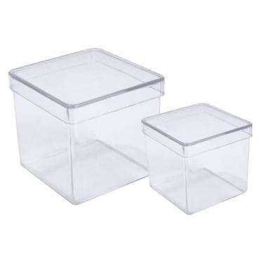 Imagem de Kit Caixinha De Acrílico 4cm e 5cm Lembrancinha Festa Evento Aniversário 30 Peças cada Tamanho (Transparente)