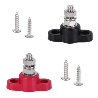 Imagem de 2un 12V Bloco Distribuição Energia Barra Ômibus com 4 Parafusos, Aço Inoxidável Pino Único Bloco de Terminais Bateria para Carros Barcos Sistemas Solares (Vermelho e Preto)