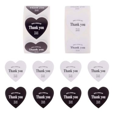 Imagem de 1000 peças de adesivos de agradecimento em forma de coração em forma de rolo para embalagem de panificação, selos de envelopes, pequenas empresas, casamento, aniversário, festa de Dia de Ação de