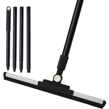 Imagem de Vassoura de rodo para chuveiro de chão, rodo com cabo longo, limpador de borracha para azulejo de banheiro, chuveiro, vidro, janela, deck e limpeza de pátio (preto)