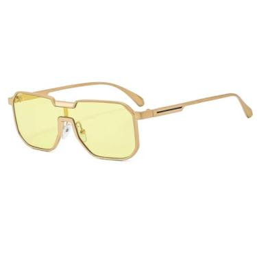 Imagem de HCPIHF Óculos de sol UV400 com armação degradê vintage feminino (dourado e amarelo)