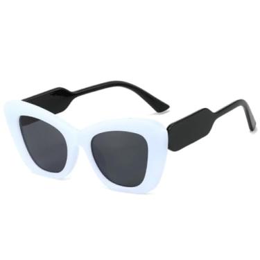 Imagem de JRLLFD Óculos de sol vintage de armação grande para mulheres e homens, moda ao ar livre, fotografia de rua, UV400 (preto, branco e cinza)