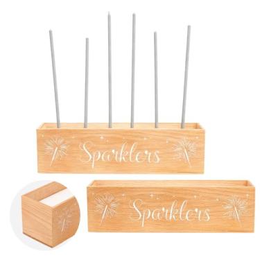 Imagem de ORIGACH 2 peças de suporte de madeira para espumantes de casamento, placa de cintilação de aniversário de casamento na floresta rústica, acessórios de lembrancinha de festa para aniversário, chá de