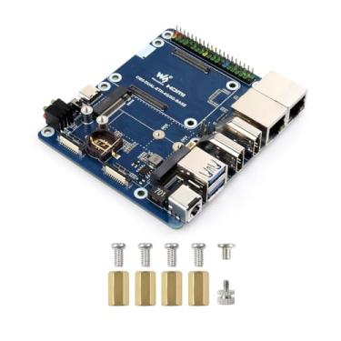 Imagem de Waveshare Placa de base Ethernet dupla, compatível com Raspberry Pi CM5, suporte 4G/5G, saídas de exibição dupla 4K, interfaces MIPI duplas, cabeçalho GPIO 40PIN, portas USB 3.2 Gen1 duplas, suporte a