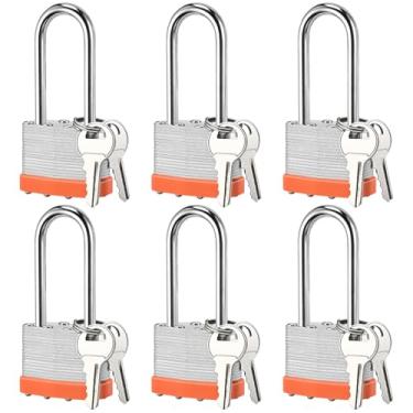 Imagem de Locilot 6 cadeados de chave sólida com 12 chaves iguais – resistente ao corte, trava de armário de academia com chave, trava de armazenamento para armário, portão de academia, uso externo e interno