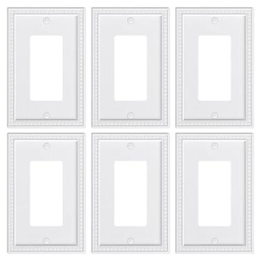 Imagem de TREEWELL Pacote com 6 placas decorativas para tomadas decorativas, placas de interruptores e tampas de tomada, policarbonato inquebrável durável, placas de parede brancas puras para tomadas elétricas