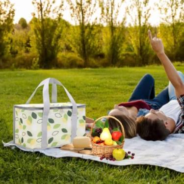 Imagem de Bolsa Térmica Dobrável 12L Portátil Praia e Camping Cooler Viagem (Folhas)
