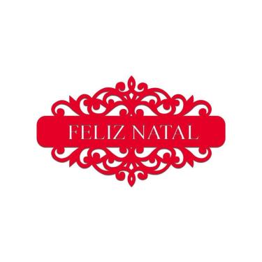 Imagem de Placa Feliz Natal Com Arabesco 30cmx17cm - Cria Arte Laser Vermelho