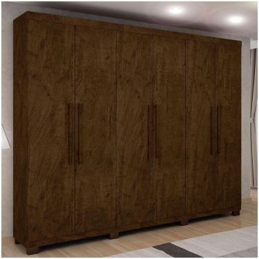 Imagem de Roupeiro 6 Portas 4 Gavetas Master Avelã Ipê