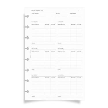 Imagem de Inserções de meia letra de planejamento financeiro, 60 páginas (30 dupla-face) rastreador de orçamento, pagamentos recorrentes, visão geral mensal, registro de despesas semanais, economia e reflexão