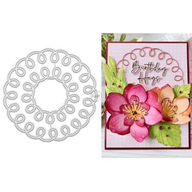 Imagem de DzIxY Conjunto de moldes de corte de metal com borda de renda circular para fazer cartões, conjunto de recortes de papel, estêncil, suprimentos, modelos de máquina