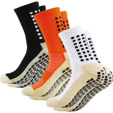 Imagem de Kit 3 pares Meias esportivas antiderrapante compressão Pilates idosos 