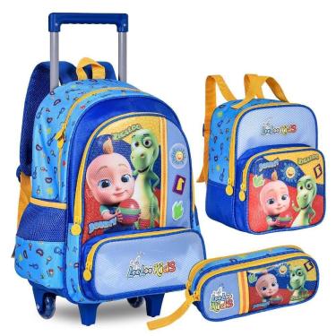 Imagem de Kit Mochila De Rodinhas Oficial Looloo Kids Johny E Zigaloo