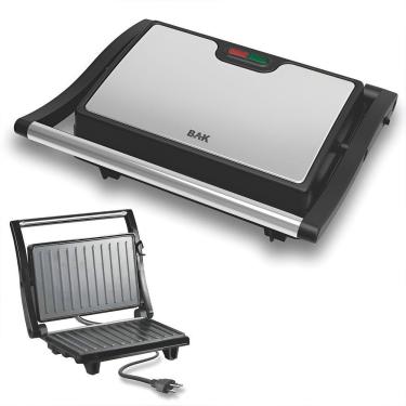 Imagem de Mini Grill Elétrico De Inox Grelha Antiaderente 110V