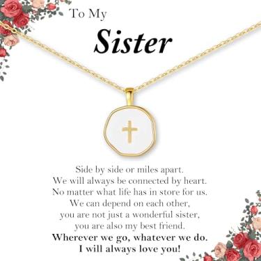 Imagem de Presentes de Natal cristãos para mulheres, colar com cruz de pérolas, presentes baseados na fé, para filha, irmã, mãe, batismo religioso, presente católico, colar cristão para neta, avó, confirmação