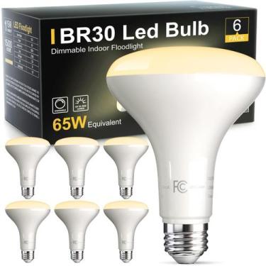 Imagem de Lâmpada LED TJOY BR30 9W 800lm 2700K regulável, pacote com 6
