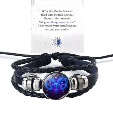 Imagem de Pulseira Espiritual dos Signos do Zodíaco, Spiriletta Pulseras Amuleto Espiritual Multicamadas Ajustável 12 Constelações Gleym Pulseira Espiritual Brilha no Escuro Pulseiras para Amantes de