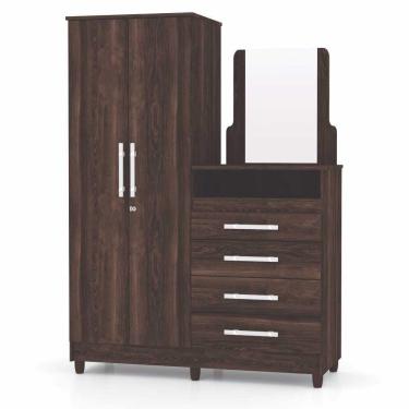 Imagem de Guarda Roupa Com Cômoda 2 Portas Line Moldura Espelho