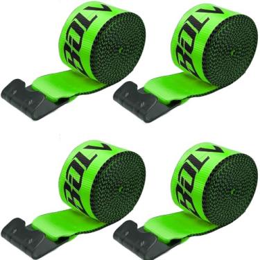 Imagem de Bolvixor Pacote com 4 correias de guincho de 10 cm x 30 pés com ganchos planos, tiras de amarração resistentes de resistência à ruptura de 7,348 kg para caminhões de mesa, trailers, controle de carga