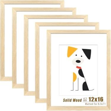 Imagem de LUCKYLIFE Moldura de 30 x 40 cm, molduras de madeira natural maciça com acrílico acrílico, tela 21 x 28 cm com tapete ou 30 x 40 sem tapete, moldura para pendurar na parede, conjunto de 5