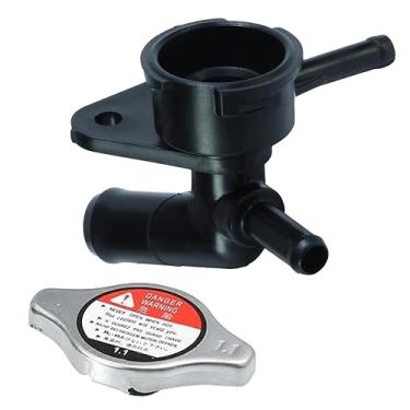 Imagem de Gargalo de enchimento do radiador do motor LFB7-15-17YA com tampa totalmente selada de substituição para Mazda 5 2.3L L4 2006-2010 Plástico Preto 1 conjunto