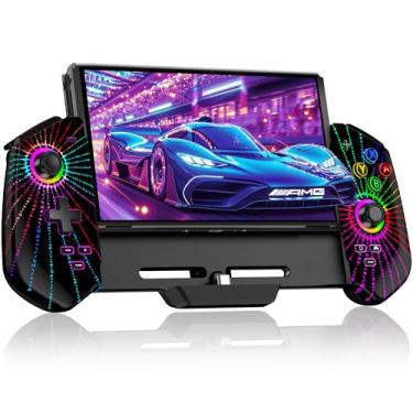 Imagem de MystNova Switch Controllers, Hall Effect Joystick Switch Joypad for Nintendo Switch/OLED, Full-Size Grip Wireless Switch Pro Controller with Light. No Drift Handheld Remote Mode (Black-Strip)