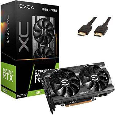 Imagem de EVGA GeForce RTX 3060 XC Gaming 12GB GDDR6, 12G-P5-3657-KR, placa traseira de metal, conjunto de cabo duplo com ventilador HDMI