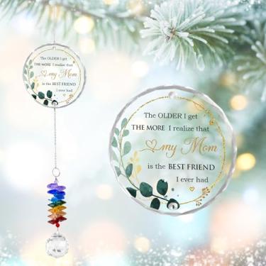 Imagem de GIFTELIX Enfeites de Natal - My Mom is the Best Friend Presente de aniversário para mãe avó - Criador de arco-íris de cristal - Presente da filha e filho - Decoração de casa pendurada na janela