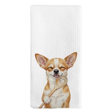 Imagem de nvucamd Presentes engraçados de cachorro chihuahua toalhas de cozinha, toalhas de mão para decoração de chihuahuas, toalha de chá com tema de cachorro chihuahuas fofo para decoração de acessórios de
