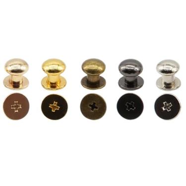 Imagem de Lamvbls 50 conjuntos de 5 cores Chicago 7,8 mm cabeça redonda botão Phillips parafuso parafuso rebite couro rebites cinto artesanato