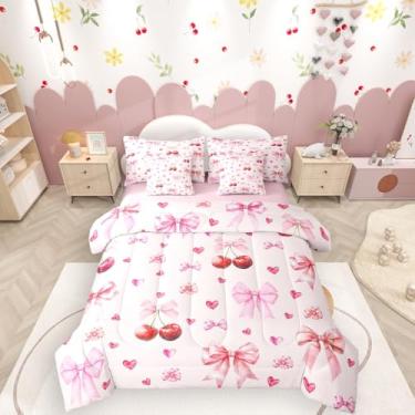 Imagem de Conjunto de edredom com laço e laço kawaii, estilo princesa kawaii, com laço romântico, nó e laço romântico, para crianças, mulheres, decoração fofa para quarto