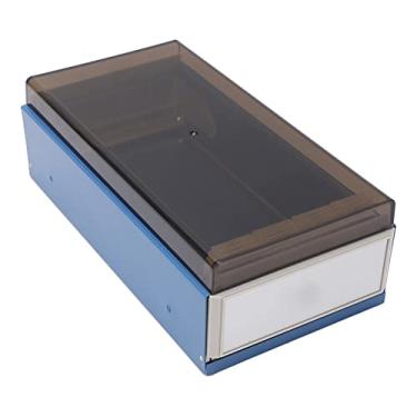 Imagem de Porta-cartões de índice Caixa de cartão de crédito Plástico transparente Extremidade extensível Espaço ampliado Design deslizante Organizador de mesa para escritório Armazenamento