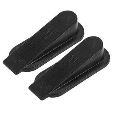 Imagem de Batentes de porta para a parte inferior da porta no chão, cunha de batente de porta de borracha premium, empilhável para piso resistente, 10,5 cm x 4 cm, (preto, pacote com 2)