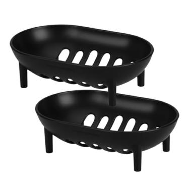 Imagem de Saboneteira Porta Sabonete De Plástico De Plastico Vazada Portátil (Preto | Kit 2)