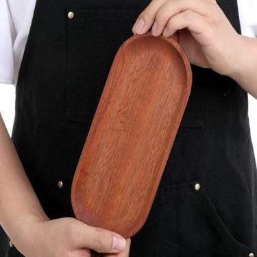 Imagem de Pequenas bandejas ovais de madeira para servir, mini bandeja rústica, bandeja de servir de madeira natural, bandejas de banheiro, bandeja organizadora de bancada, bandeja de madeira para café