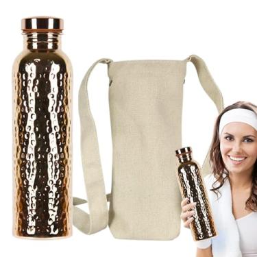 Imagem de Garrafa de água de cobre | Garrafa de água isolada à prova de vazamento - copo portátil à prova de vazamento de 765 g para academia, acampamento, viagem, hidratação, trabalho, esportes ao ar livre