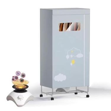 Imagem de Arejador de roupas aquecido – Secador de roupas elétrico portátil atualizado 1200 W prateleira de secagem de roupas elétrica interna de 2 camadas com janela de visualização e temporizador de 180