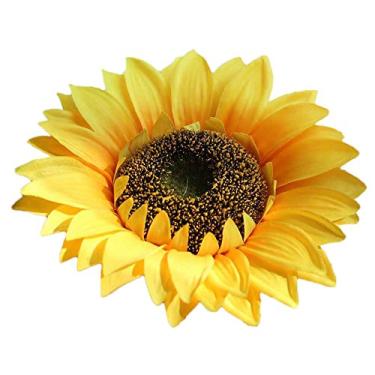 Imagem de Yalych Seda falsa flores de girassol artificial buquê de flores florais jardim decoração de casa arranjos de flores artificiais com vaso flores artificiais (cor: azul-marinho, tamanho: tamanho único)