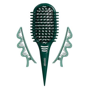 Imagem de Conair Curl Define Pro Escova desembaraçadora para cabelos cacheados com clipes de secção, design de ventilação dupla com ranhuras contínuas, cerdas mistas para desembaraçar sem frizz, suavizar e