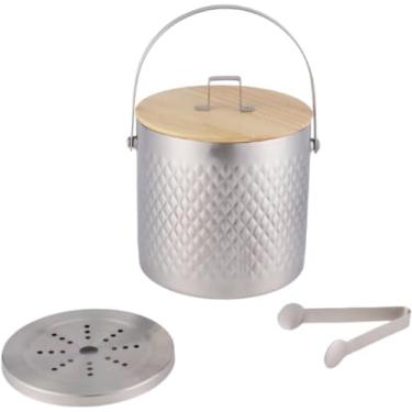 Imagem de Balde de gelo não derrete com tampa Balde de gelo de aço inoxidável estrutura de camada dupla isolamento a vácuo com alça e tampa para armazenamento frio para uso doméstico e comercial (3L)