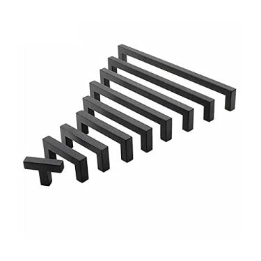 Imagem de nihngvjm Comprimento 50-268 mm Preto Aço Inoxidável Moderno Puxador de Armário Hardware Alça Quadrada Adequado para Cozinha Banheiro Roupeiro Gaveta Puxadores