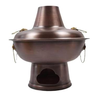 Imagem de Aquecimento de carvão de cobre vintage estilo antigo adequado para jantar em família, acampamento, fogão Shabu (latão 28 cm)