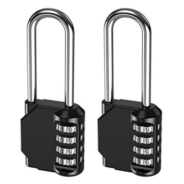 Imagem de 2 peças Cadeado de dígitos de discagem liga de segurança código de combinação número cadeado cadeado para armário de gaveta academia (cor: preto)