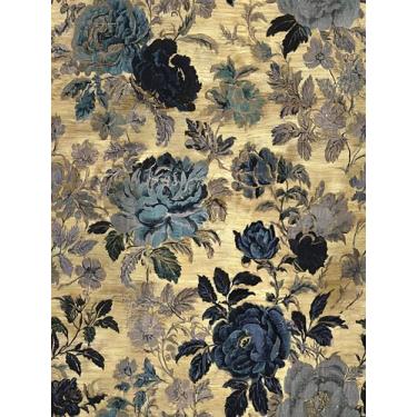 Imagem de MAGAFA Papel de parede vintage flores descascar e colar azul marinho, preto e cinza autoadesivo floral removível para quarto de locatário papel de contato amigável forro de prateleira de banheiro 45 x