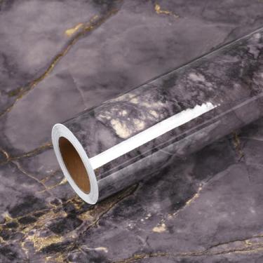 Imagem de VEELIKE Papel de contato de bancada de mármore roxo dourado brilhante 61 x 900 cm de espessura para bancadas, papel de parede de vinil autoadesivo à prova d'água para cozinha e banheiro