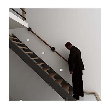 Imagem de Corrimãos de escada antiderrapantes de madeira maciça de madeira natural, uso doméstico contra a parede, grades internas do sótão para idosos, hastes de suporte de corredor (tamanho: 2,1 m)