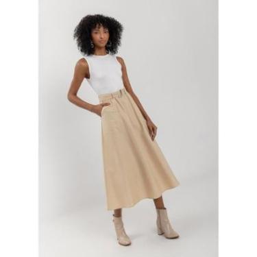 Imagem de Vestido Midi Chá Em Tafetá De Algodão Com Faixa Afivelada-Feminino